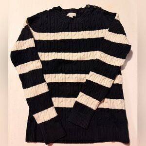 Charter Club Black and Cream Striped Sweater